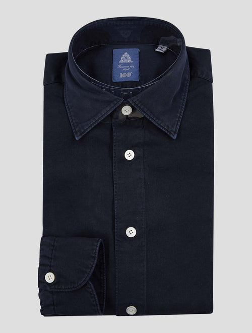 Finamore 1925 Dark Blue Cotton Shirt