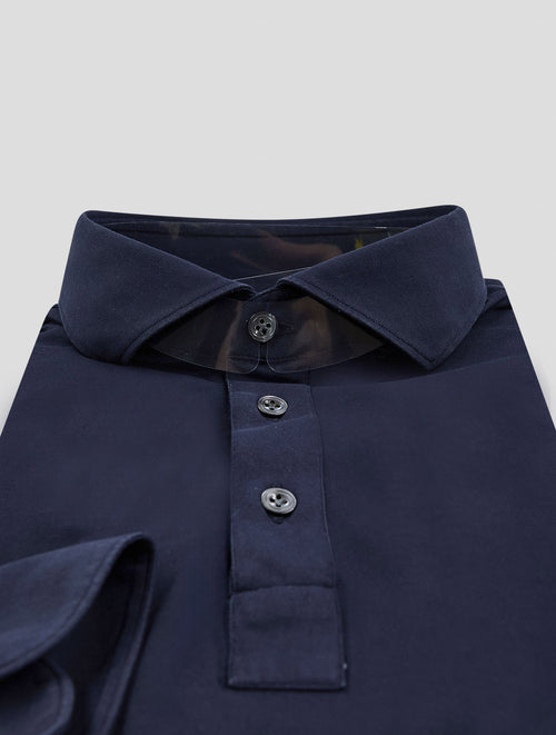 Finamore 1925 Dark Blue Cotton Polo Shirt