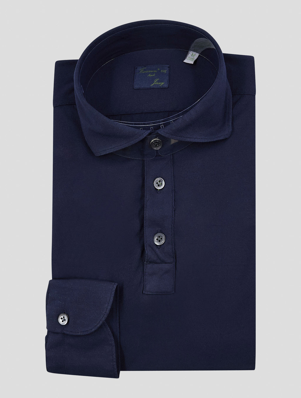 Finamore 1925 Dark Blue Cotton Polo Shirt