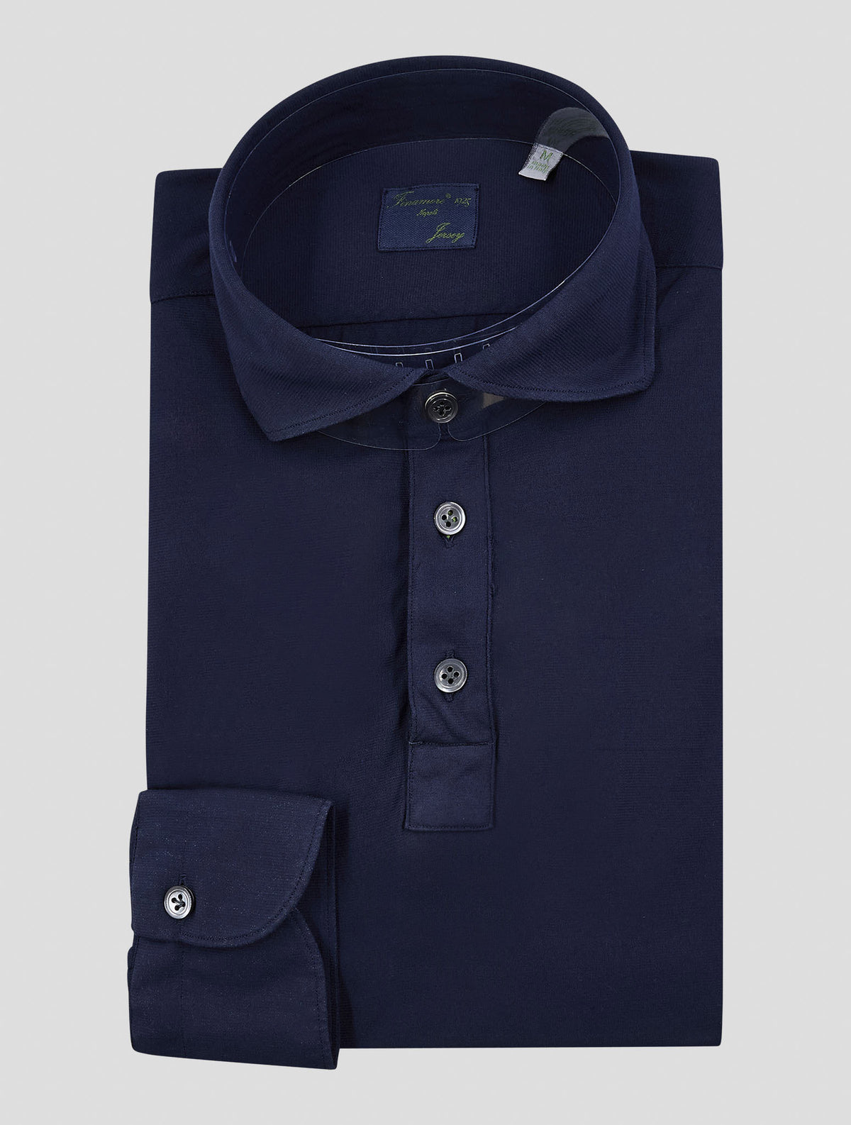 Finamore 1925 Dark Blue Cotton Polo Shirt
