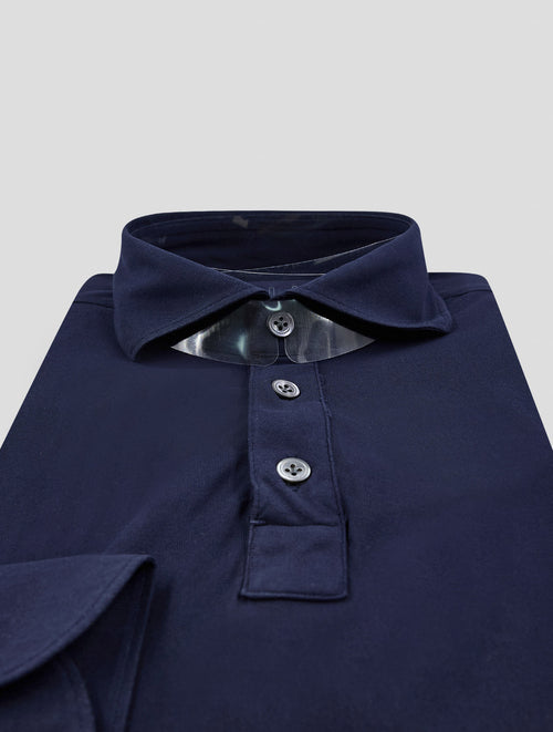 Finamore 1925 Dark Blue Cotton Polo Shirt