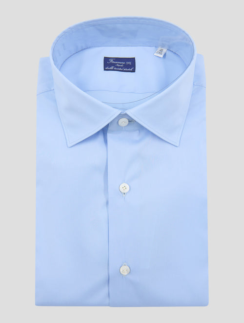 FINAMORE 1925 Light Blue Cotton Pl Ea Shirt Milano