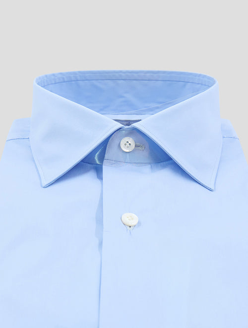 FINAMORE 1925 Light Blue Cotton Pl Ea Shirt Milano