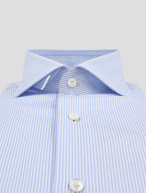 Finamore 1925 Light Blue White Cotton Shirt EDUARDO
