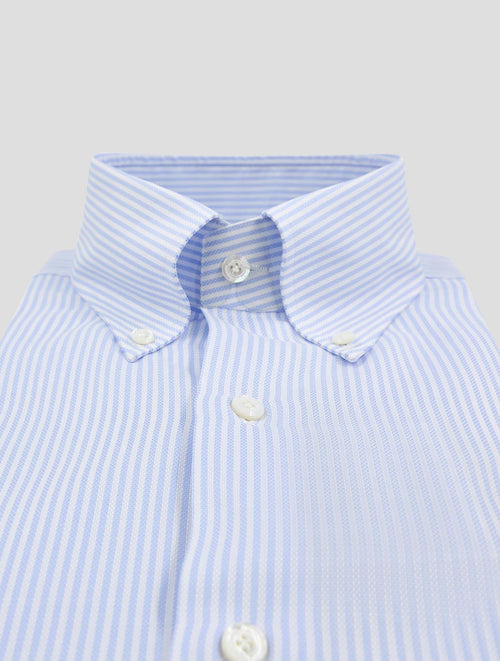 Finamore 1925 Light Blue White Cotton Shirt LUCIO