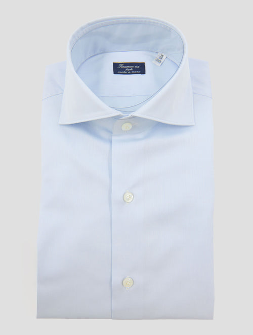 Finamore 1925 Light Blue Cotton Shirt Milano