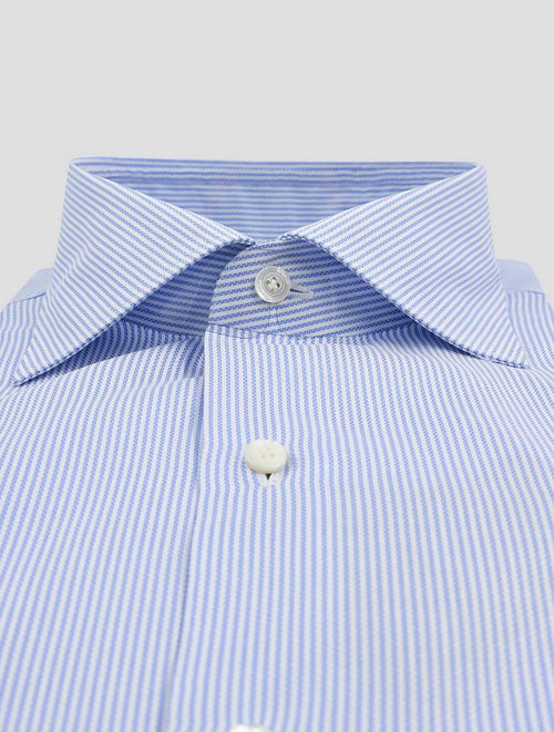 Finamore 1925 Light Blue White Cotton Shirt Milano