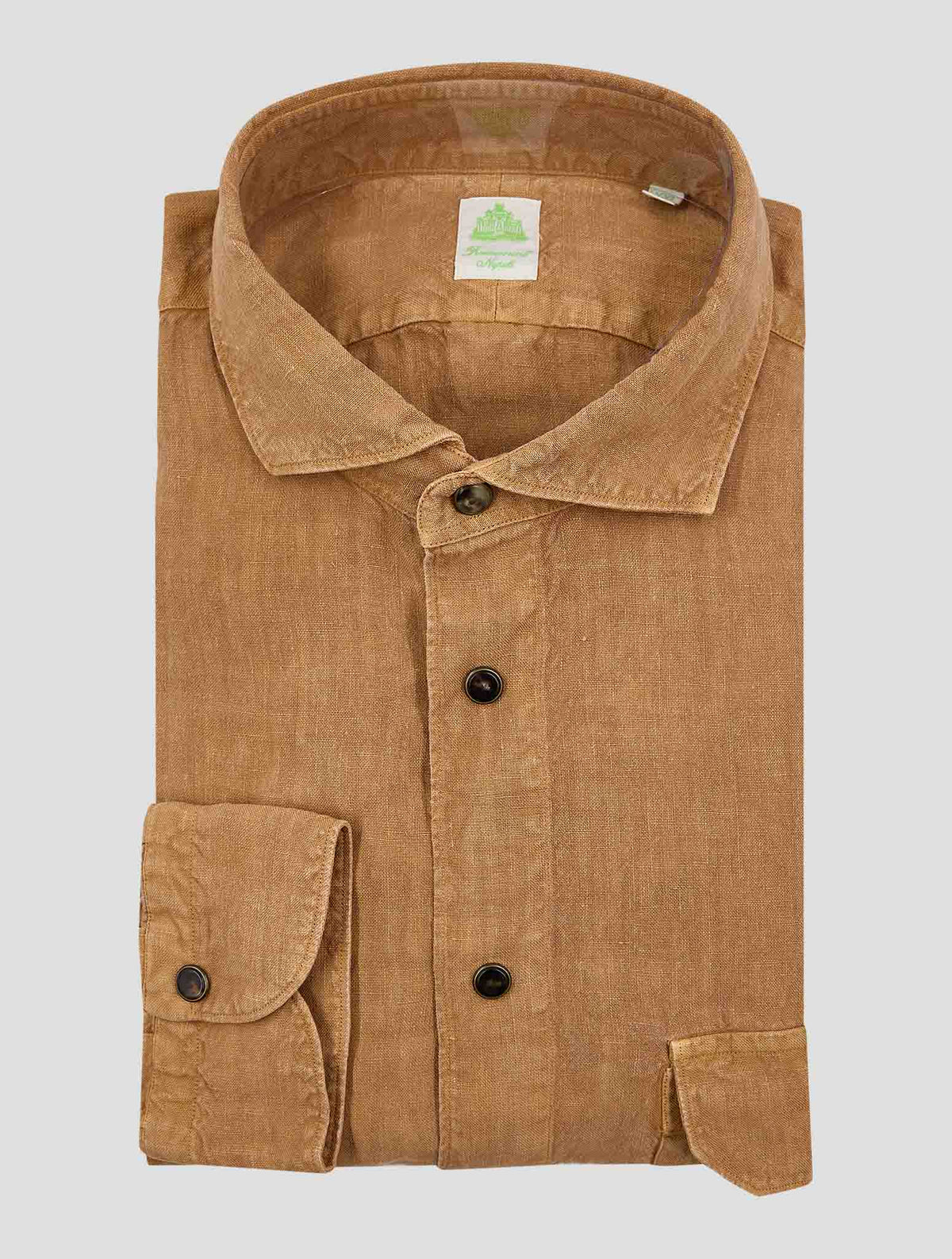 Finamore 1925 Pumpkin Linen Shirt Maratea