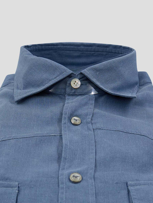 Finamore 1925 Light Blue Cotton Shirt Boston