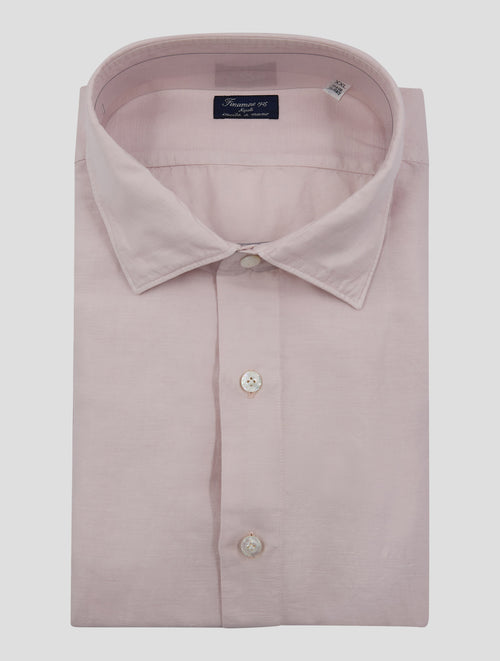Finamore 1925 Pink Linen Cotton Shirt Milano