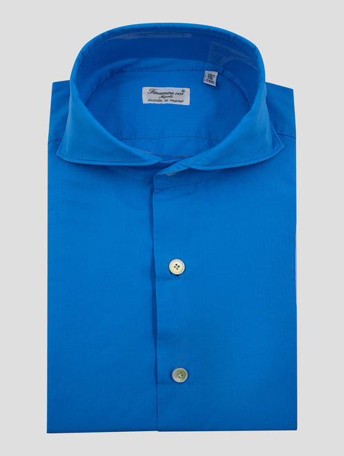 Finamore 1925 Blue Cotton Shirt MIL62