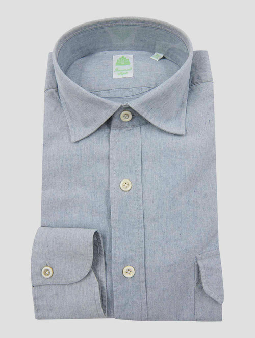 Finamore 1925 Light Blue Cotton Shirt Malaga