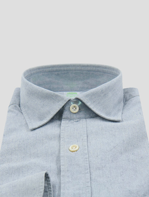 Finamore 1925 Light Blue Cotton Shirt Malaga