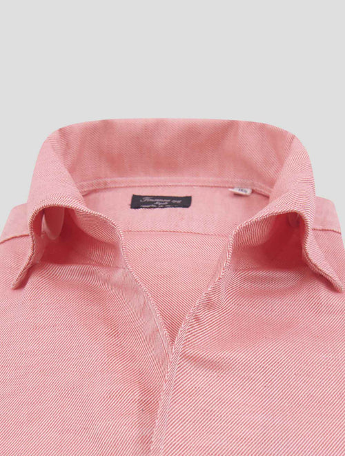 Finamore 1925 Coral White Cotton Linen Shirt Napoli46