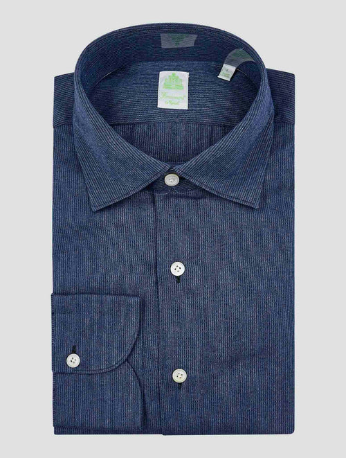 Finamore 1925 Dark Blue Cotton Cashmere Shirt Gaeta