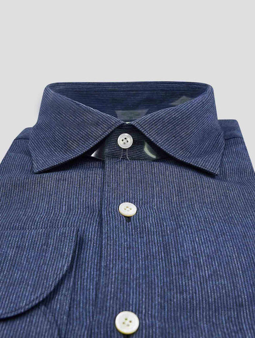 Finamore 1925 Dark Blue Cotton Cashmere Shirt Gaeta