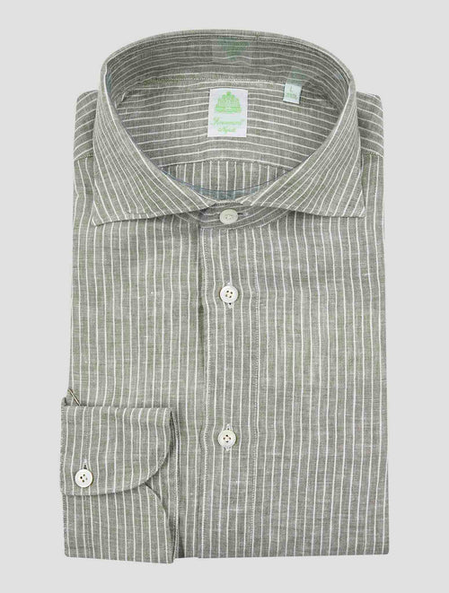 Finamore 1925 Gray White Linen Shirt
