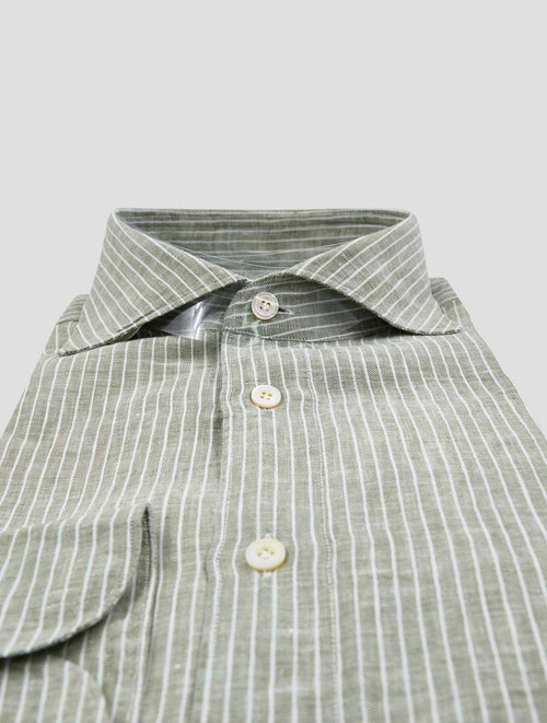 Finamore 1925 Gray White Linen Shirt