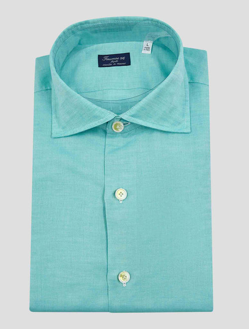 Finamore 1925 Light Green Cotton Linen Shirt Ustica