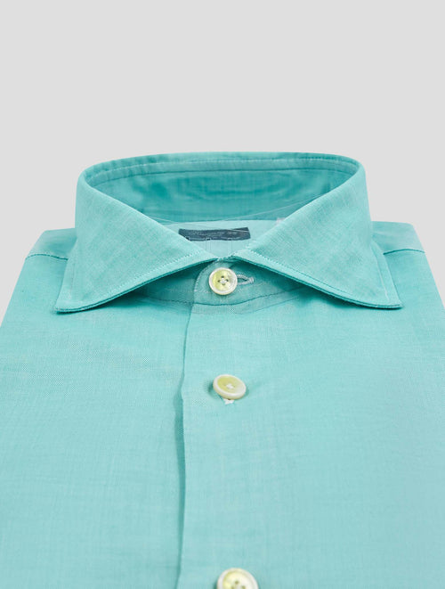 Finamore 1925 Light Green Cotton Linen Shirt Ustica