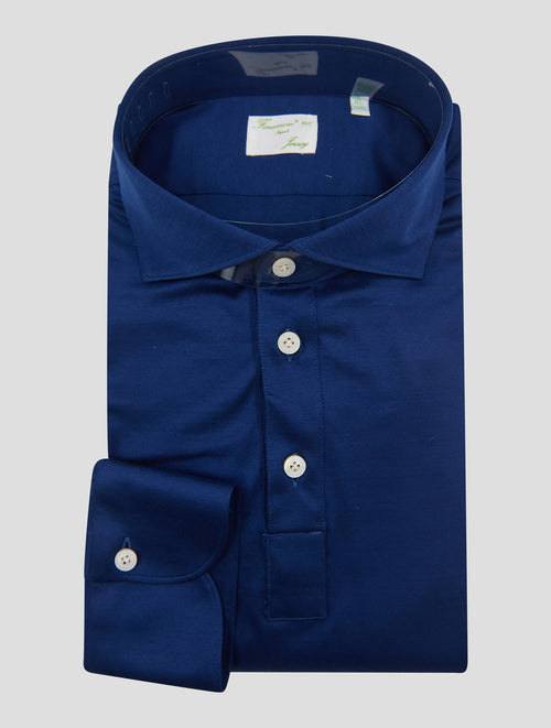 Finamore 1925 Dark Blue Cotton Polo Shirt ORLANDO