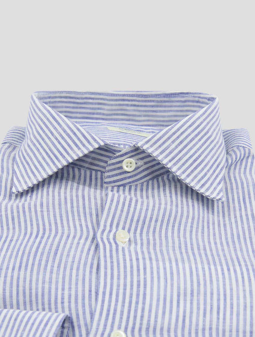 Luigi Borrelli Light Blue White Linen Cotton  Shirt