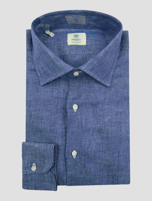 Luigi Borrelli Blue Linen  Shirt