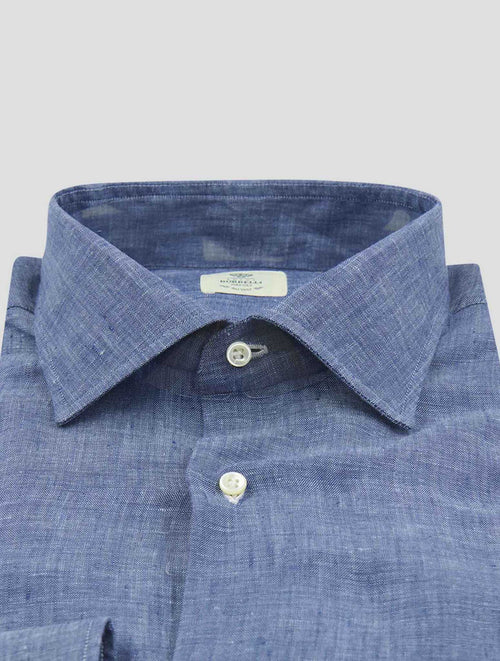 Luigi Borrelli Blue Linen  Shirt