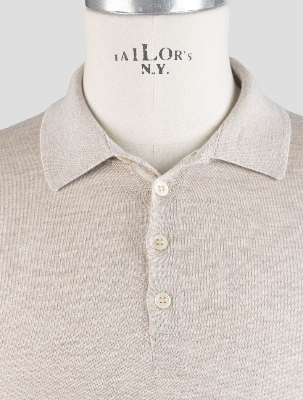 Gran Sasso Beige Cashmere Silk Sweater Polo