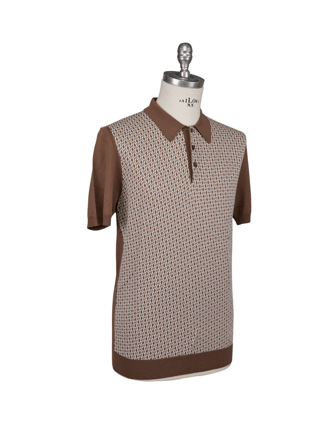 Gran Sasso Gran Sasso Brown White Cotton Sweater Polo Brown / White 001