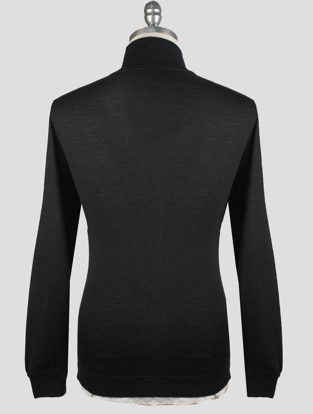 Gran Sasso Black Cashmere Silk Sweater Turtleneck