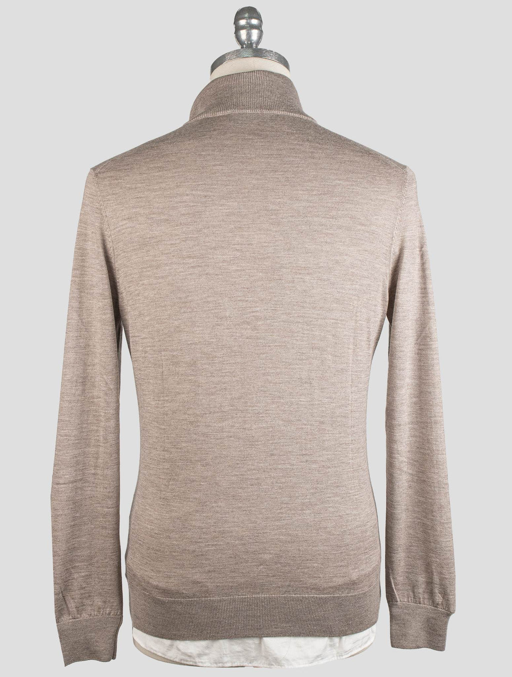 Gran Sasso Taupe Cashmere Silk Sweater Half Zip