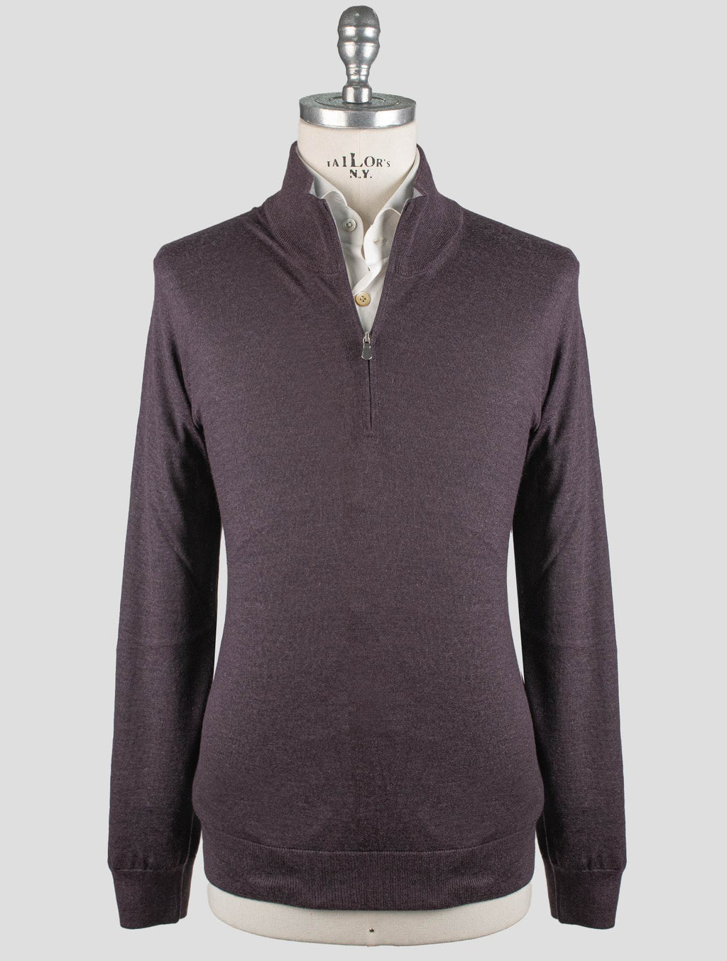 Gran Sasso Purple Cashmere Silk Sweater Half Zip
