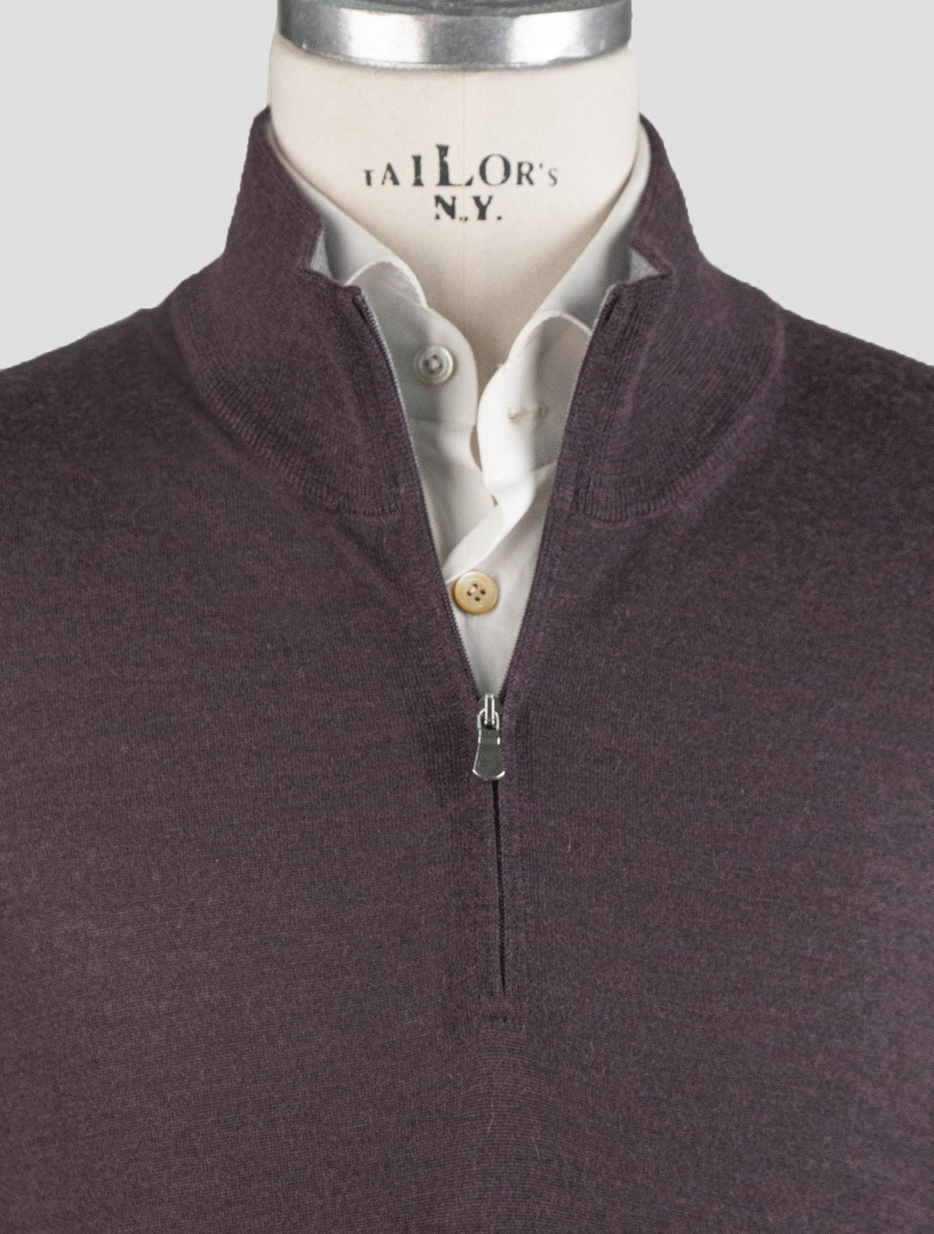 Gran Sasso Purple Cashmere Silk Sweater Half Zip
