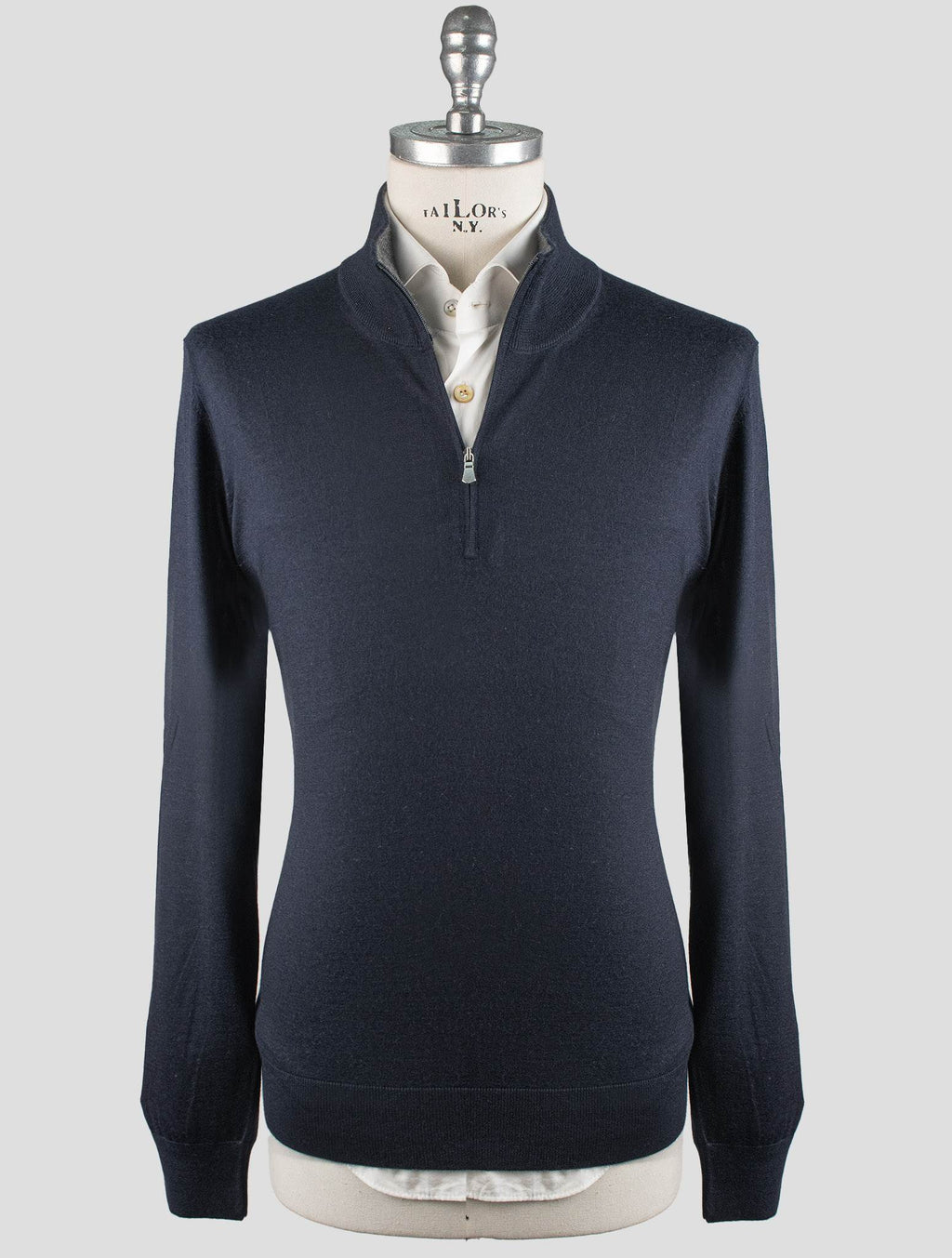 Gran Sasso Gran Sasso Blue Cashmere Silk Sweater Half Zip Blue 000