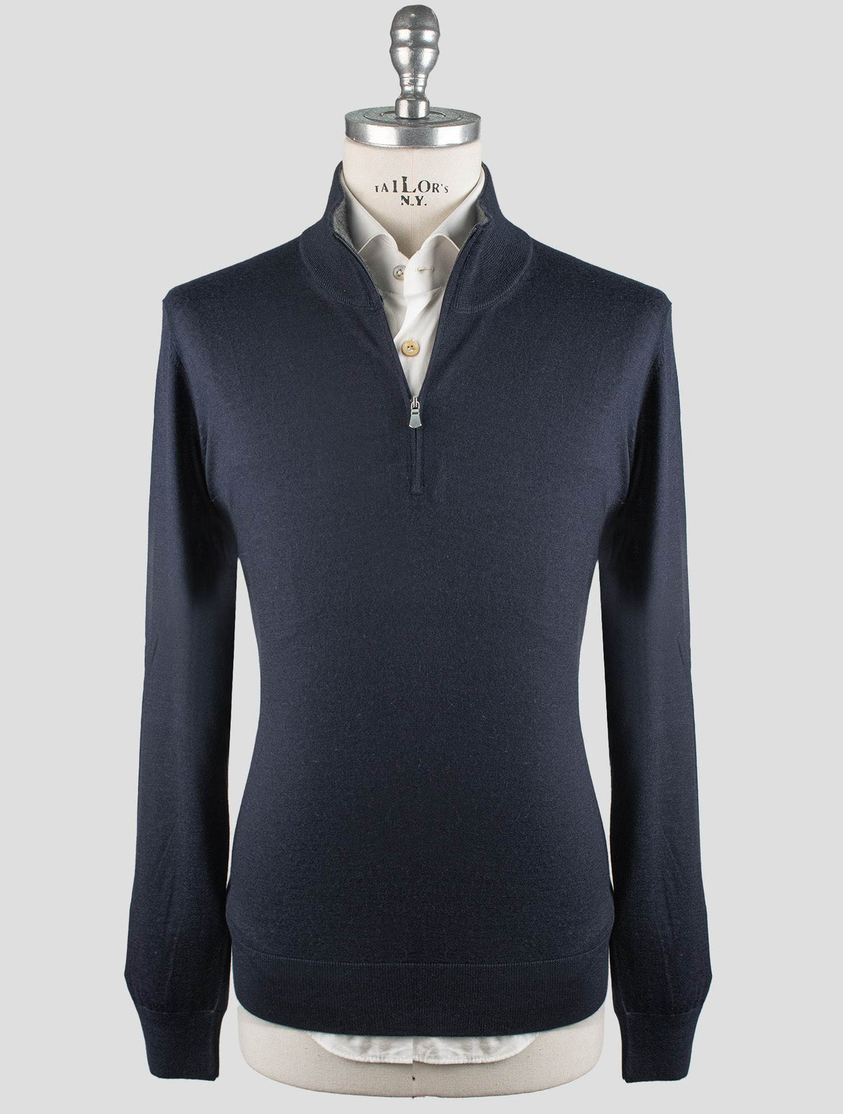 Gran Sasso Gran Sasso Blue Cashmere Silk Sweater Half Zip Blue 000