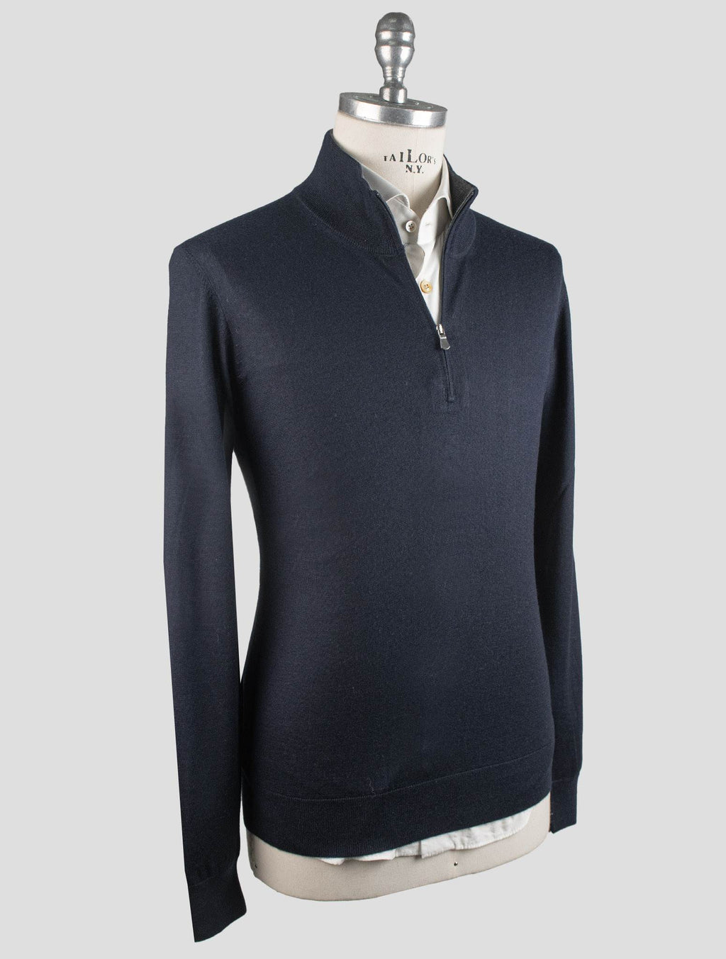 Gran Sasso Gran Sasso Blue Cashmere Silk Sweater Half Zip Blue 001