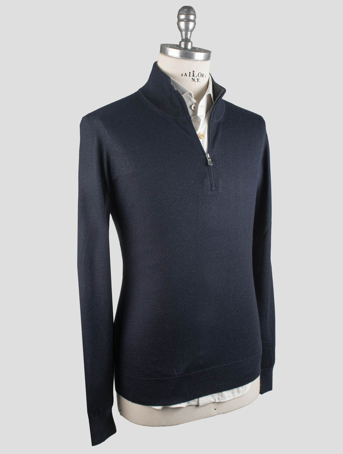 Gran Sasso Gran Sasso Blue Cashmere Silk Sweater Half Zip Blue 001