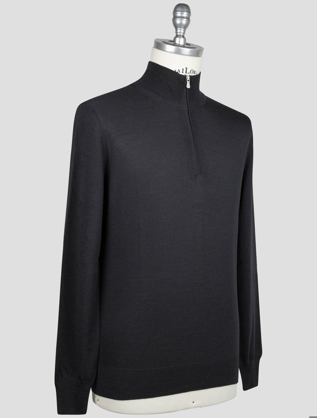 Gran Sasso Gran Sasso Black Virgin Wool Sweater Half Zip Black 001