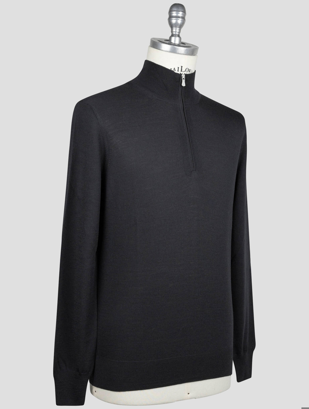 Gran Sasso Gran Sasso Black Virgin Wool Sweater Half Zip Black 001