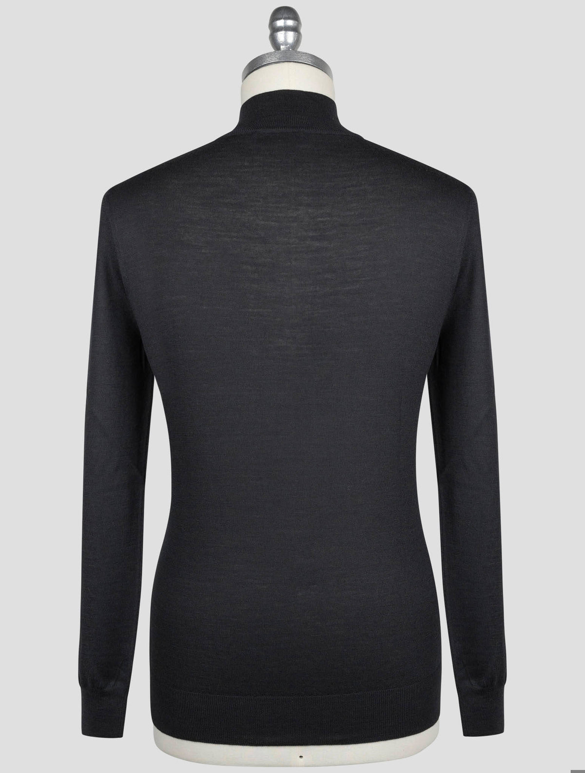 Gran Sasso Black Virgin Wool Sweater Half Zip