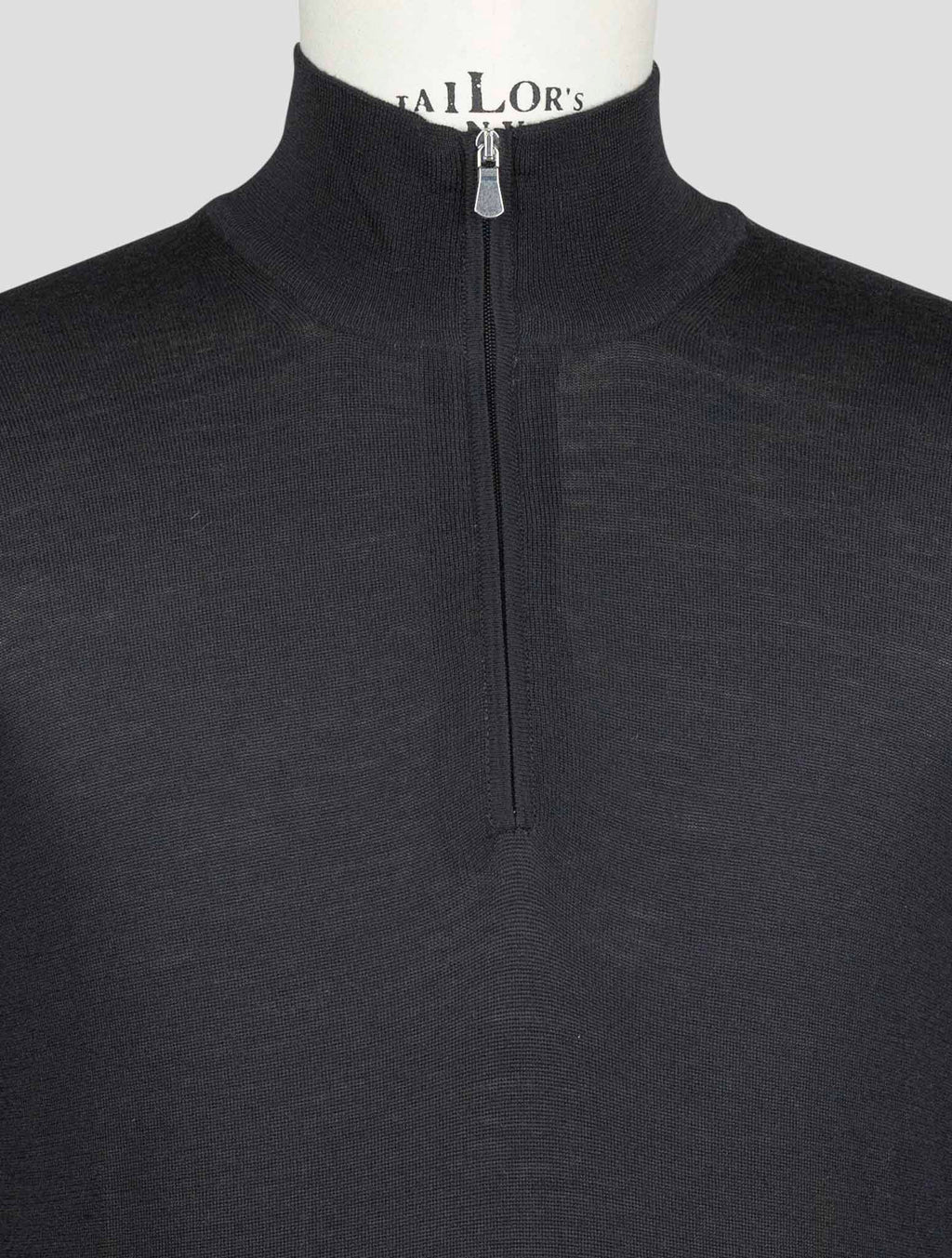 Gran Sasso Black Virgin Wool Sweater Half Zip