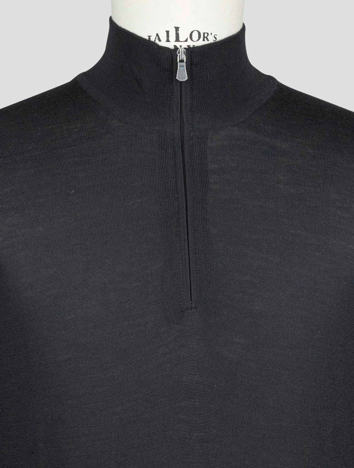 Gran Sasso Black Virgin Wool Sweater Half Zip