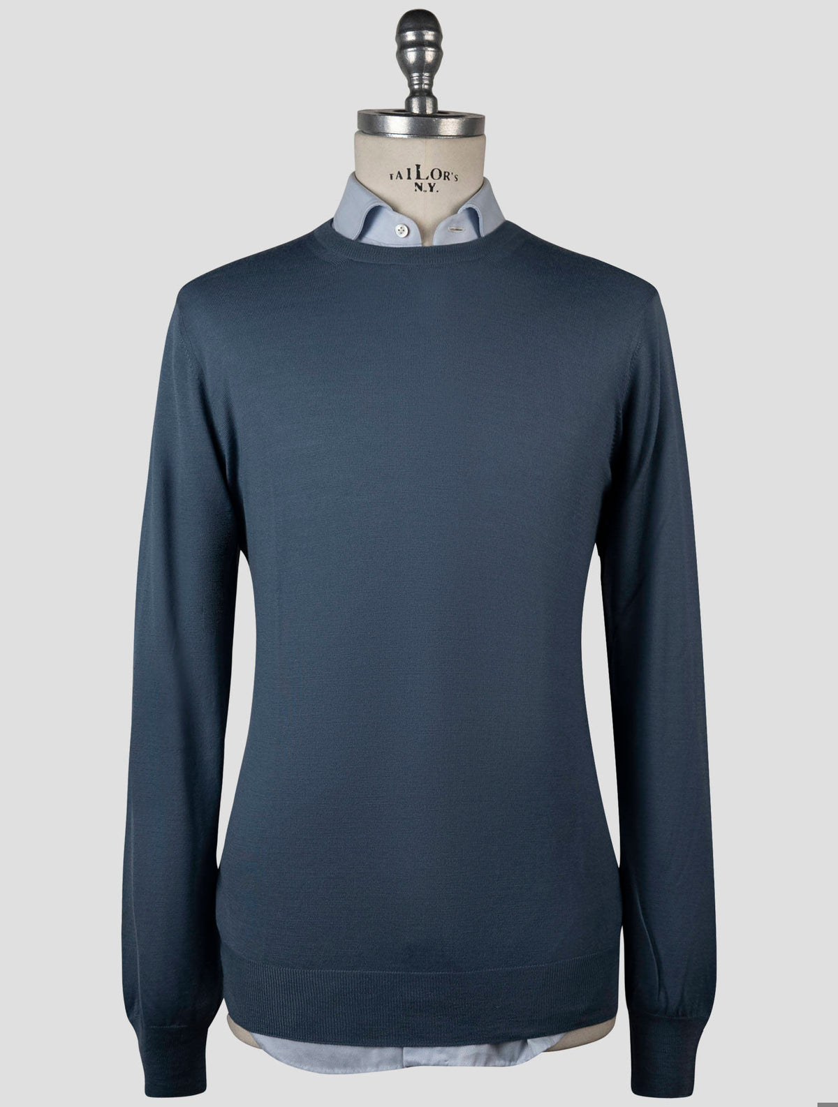 Gran Sasso Blue Virgin Wool Sweater Crewneck