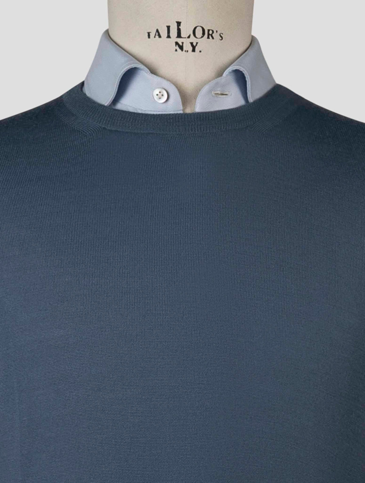 Gran Sasso Blue Virgin Wool Sweater Crewneck