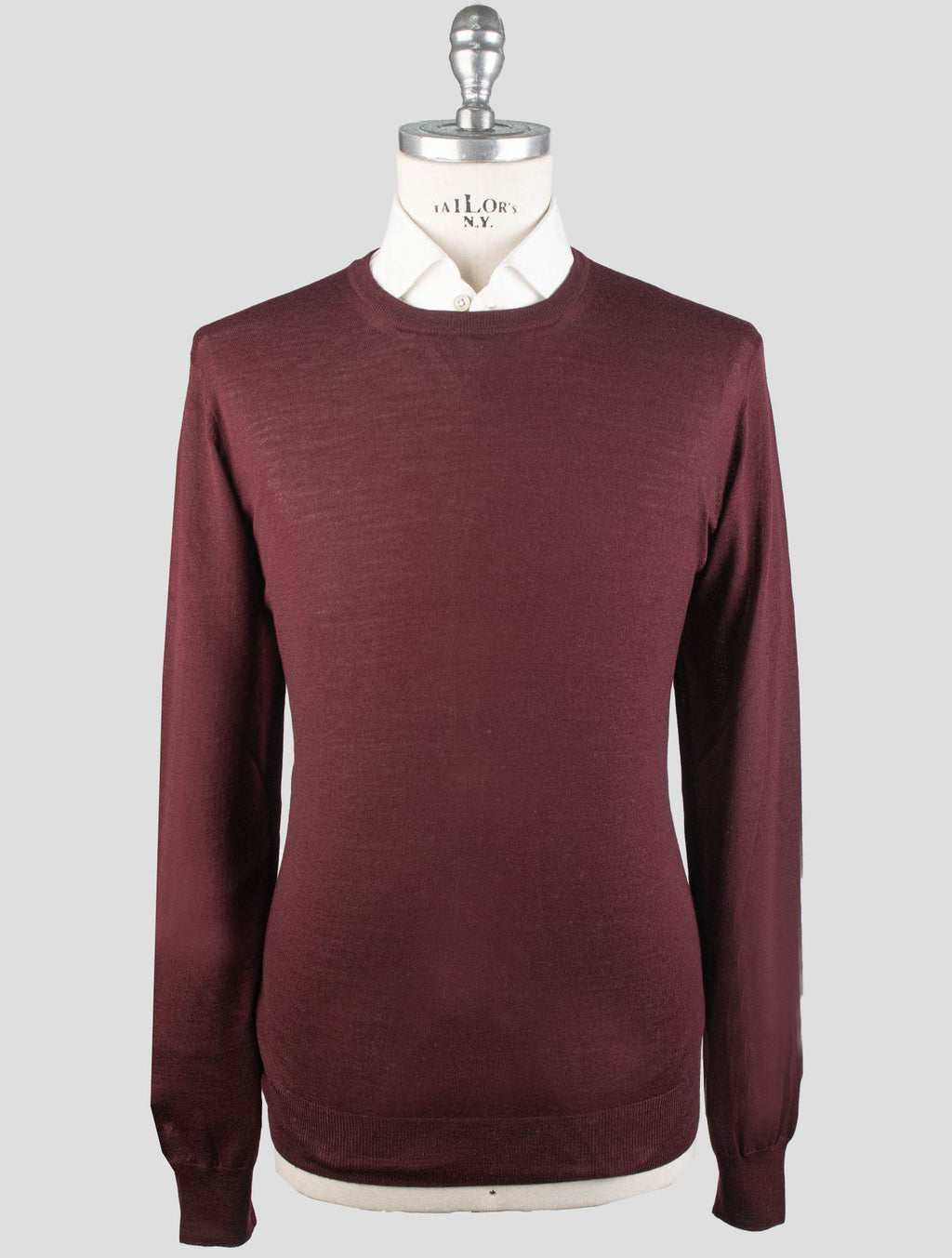 Gran Sasso Burgundy Virgin Wool Sweater Crewneck