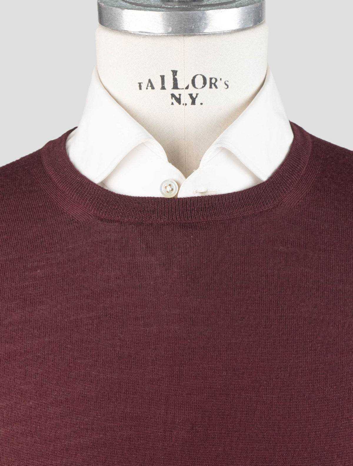 Gran Sasso Burgundy Virgin Wool Sweater Crewneck
