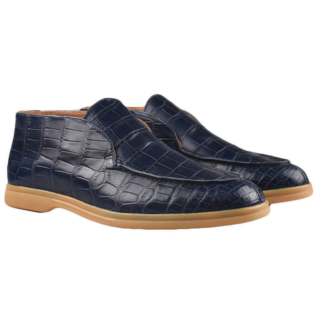 Giorgio's Giorgio's Blue Leather Crocodile Shoes Blue 000