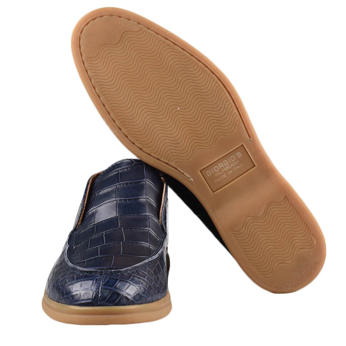 Giorgio's Blue Leather Crocodile Shoes