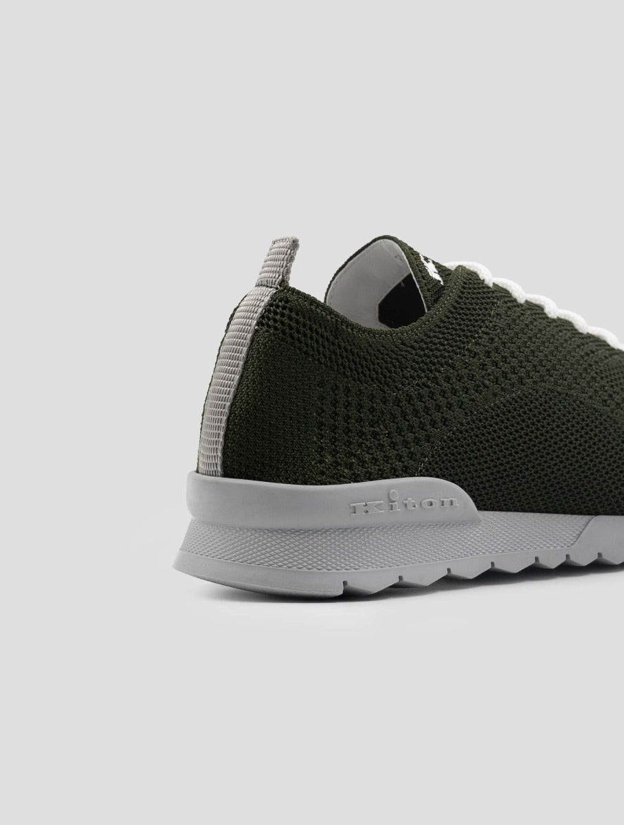 Kiton Green Cotton Ea Sneakers